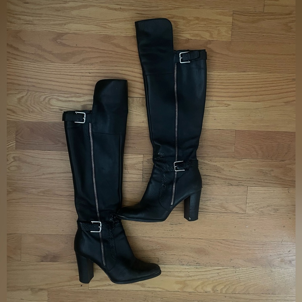Donald J Pliner Quinto Over the Knee Black Boots